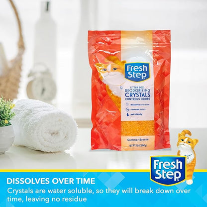Fresh Step Cat Litter Crystals in Tropical Summer Breeze Scent - Cat Litter Box Deodorizer - Combats Odors and Neutralizes Smells to Keep Your Home Clean, 30 Ounce