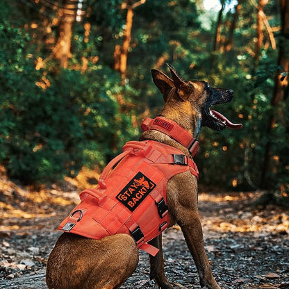 OneTigris Large Tactical Dog Harness, No Pulling Adjustable Dog Vest Harness, Heavy Duty Dog Harness with Handle, Large Hook and Loop Panels for Patch(Orange,S)