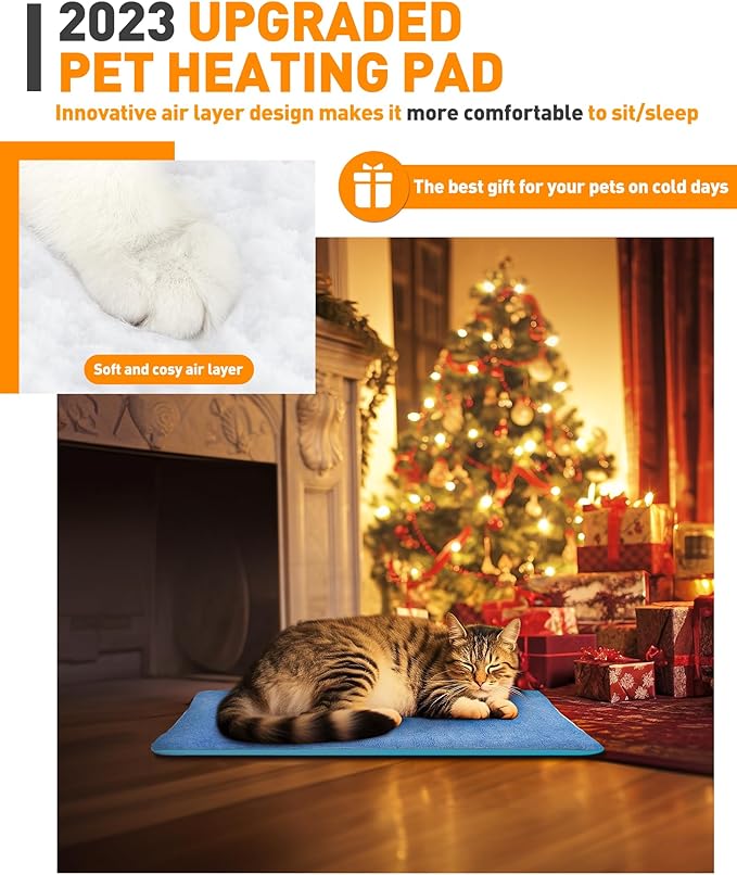 PETNF Pet Heating Pad Temperature Adjustment Anti-bite Puppy with Timer Cat Dog Heating Pad Indoor Waterproof Pet Warming Electric Heated Bed Mat Cat