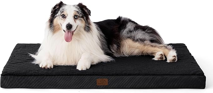Bedsure XL Dog Bed for Crate - Large Comfy Flat Pet Beds with Removable Washable Cover, Orthopedic Egg Crate Foam Crate Mat, Suitable for Pet Up to 90 lbs