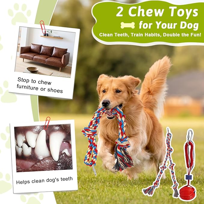 Olpchee Outdoor Tug of War Dog Toy, Tether Interactive Dog Tug Toy Backyard Heavy-Duty Dog Solo Play Exercise Toy for Large Medium Dogs