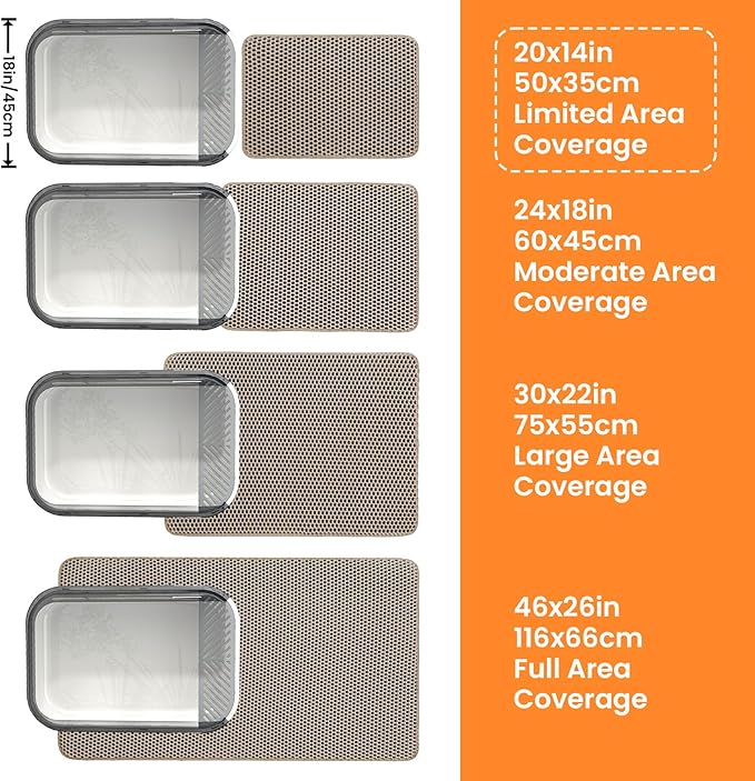 Petinstinct Small Cat Litter Mat, 20x14’’ Double Layer Honeycomb Cat Litter Box Mat, Non Slip Waterproof Urine Proof Litter Trapping Mat for Floor, Kitty Litter Pad, Indoor Pet Supplies, Beige