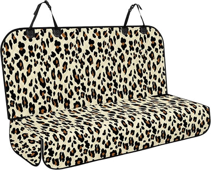 NECKORY Backseat Cover for Dogs, Waterproof and Non-Slip Pet Bench Seat Covers, Car Seat Protector for Back Seat, Universal Size Rear Car Seat Cover Fits Cars, Trucks and SUVs, L-Leopard&Black