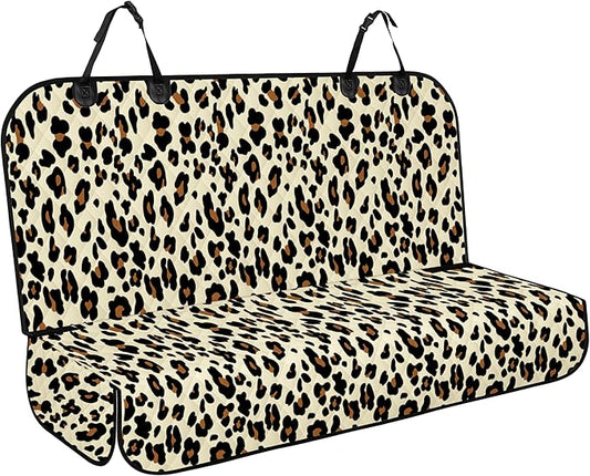 NECKORY Backseat Cover for Dogs, Waterproof and Non-Slip Pet Bench Seat Covers, Car Seat Protector for Back Seat, Universal Size Rear Car Seat Cover Fits Cars, Trucks and SUVs, L-Leopard&Black