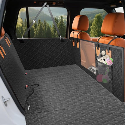 dessports Dog Car Seat Cover - Hard Bottom Back Seat Extender for Dogs Supports 400lbs - Waterproof Pet Seat Cover for Back Seat - Dog Hammock for Car SUV Truck