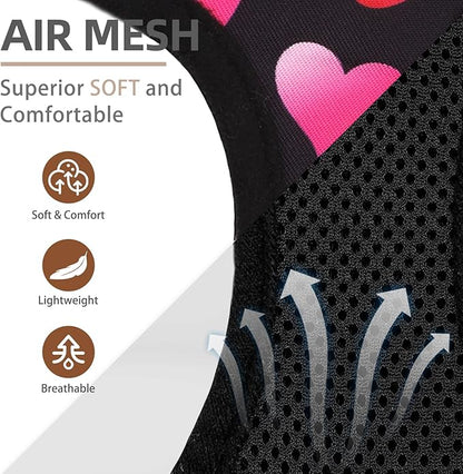 PUPTECK Valentine Dog Harness and Leash Set for Small Medium Dogs No Pull Step-in Soft Mesh Puppy Cat Vest Harnesses Reflective at Night Valentine, Black&Pink, M