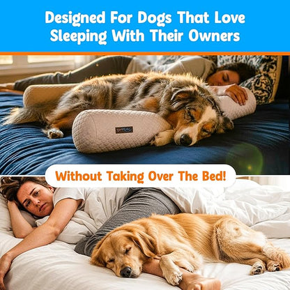 Does Your Dog Love You a Little Too Much at Night? Try Denmate:The First On-Bed Dog-Bed Designed to stabilize Nighttime Movement & Improve Dog & Owners Sleep. Machine Washable. Sleep Better Together