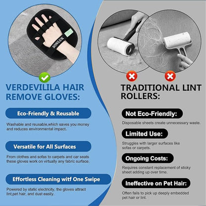 sonluk 2PCS Pet Hair Removal Glove for Dogs&Cats,Upgraded 5-Finger Electrostatic Pet Hair Remover,Reusable Magic Brush Hair Remover Glove for Laundry,Carpets,Sofa Gaps and Car Seats