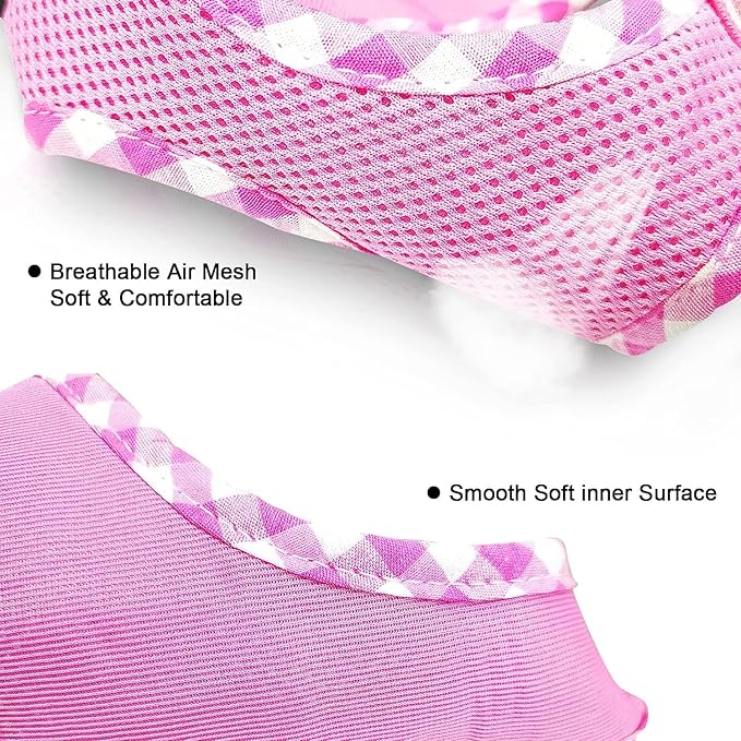 SuperBuddy Upgraded Soft Mesh Dog Harness, Super Breathable Lightweight Pet Harnesses for Puppy Dogs Outdoor Walking, Pink Dog Harness and Dog Leash Set Packing -XSmall