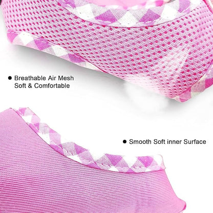 SuperBuddy Upgraded Soft Mesh Dog Harness, Super Breathable Lightweight Pet Harnesses for Puppy Dogs Outdoor Walking, Pink Dog Harness and Dog Leash Set Packing -Large