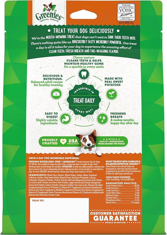 Greenies Large Dog Dental Treats, Sweet Potato Flavor, 12 oz. Pack (8 Treats)