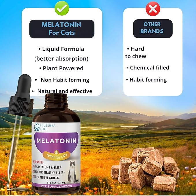 EDUZEBRA Cat Melatonin, Melatonin for Cats, Cat Sedative for Grooming, Cat Sleep Aid, Cat Calming Treats, Anxiety Relief for Cats, Support Restful Sleep for Your Cat
