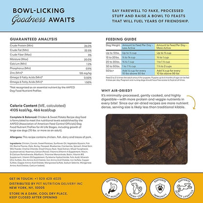 The Pets Table - Air Dried Dog Food Sampler 4 Pack - 16 Ounce Bags of Each: Beef & Berries, Chicken & Sweet Potato, Salmon & Whitefish, and Lamb & Beef - 16 Ounce (Pack of 4)