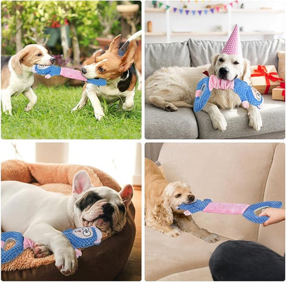 Dog Squeaky Toys, Sheep Crinkle Plush Stuffing Dog Toys for Puppy Teething，Tug of War Dogs Toy to Keep Them Busy for Small, Medium and Large Dogs (Blue)