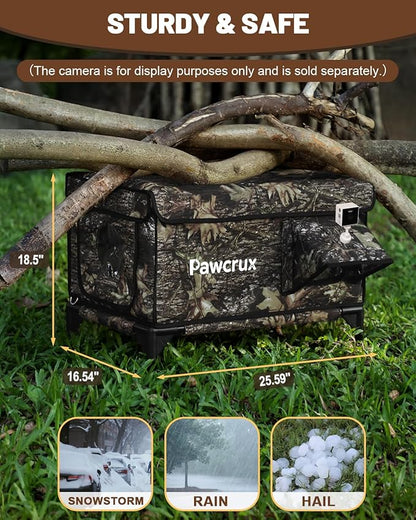Heated Cat House for Outdoor Cats, Waterproof Insulated Outdoor Cat House with Heating Pad, Weatherproof Elevated Heated Cats House for Outside Feral Cats(Leaf, 25" L x 16" W x 18" H)