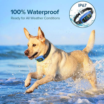 FAFAFROG Bark Collar, Rechargeable Dog Bark Collar with 5 Adjustable Sensitivity and Intensity Beep Vibration, Anti Barking Collar for Small Medium Large Breed Dogs (Blue)
