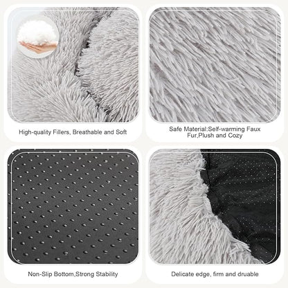 DogBaby Dog Bed, Anti-Anxiety Donut Cuddler Warming Cozy Soft Round Bed, Fluffy Calming Dog Beds for Small Dogs Cats, Washable Pet Bed
