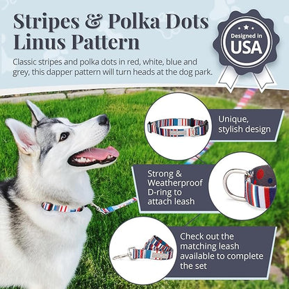 Lucky Love Dog - Adjustable Dog Collar with Easy Click Buckle for Large Dogs, Durable, & Comfortable for Male & Female Dogs, Pet Collar for Puppies & Adult Ones - Linus, Large