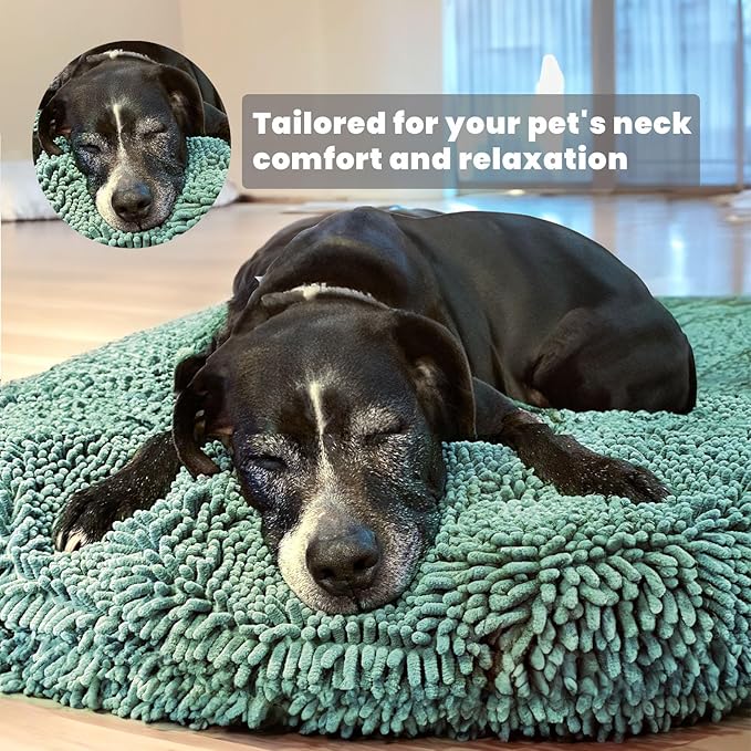 Muddy Mat®Cloud K-9 Bed for Dogs & Cats, Soft & Relaxing Donut Dog Bed, Chenille Material, Removable Cover, Washable & Dryer Safe–Seafoam Green Medium(35'x35')