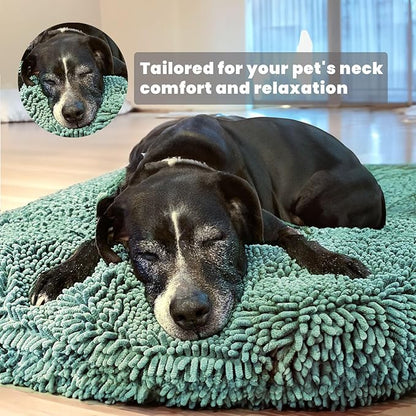 Muddy Mat®Cloud K-9 Bed for Dogs & Cats, Soft & Relaxing Donut Dog Bed, Chenille Material, Removable Cover, Washable & Dryer Safe–Seafoam Green Medium(35'x35')