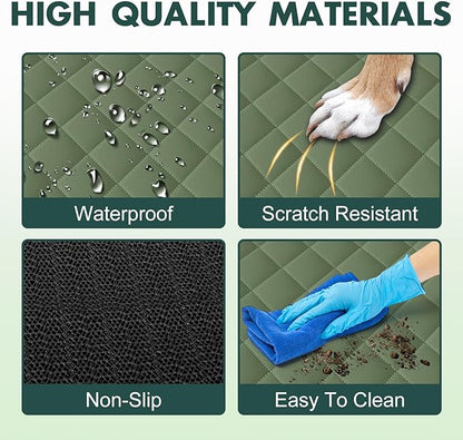 NECKORY Backseat Cover for Dogs, Waterproof and Non-Slip Pet Bench Seat Covers, Car Seat Protector for Back Seat, Universal Size Rear Car Seat Cover Fits Cars, Trucks and SUVs, L-Army Green&Grey