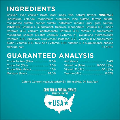 Purina ONE Natural, Grain Free Wet Cat Food Pate, Chicken Recipe - (Pack of 24) 3 oz. Pull-Top Cans