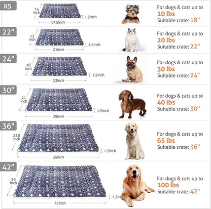 Mora Pets Dog Bed Crate Pad Ultra Soft Pet Bed with Cute Star Print Washable Crate Mat for Large Medium Small Dogs Reversible Fleece Dog Crate Kennel Mat Cat Bed Liner 35 x 22.8 inch Dark Blue