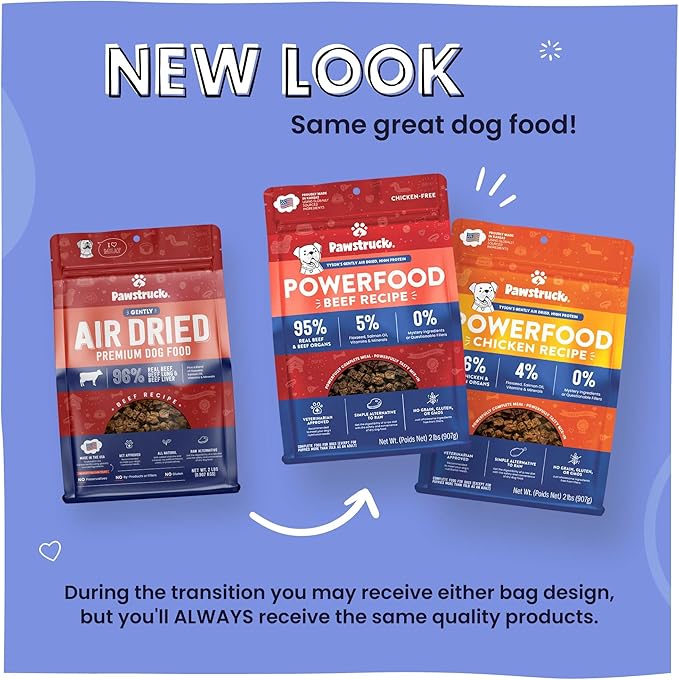 Pawstruck Air Dried Dog Food with Real Chicken, Grain-Free, Made in USA, Non-GMO & Vet Recommended, High Protein Limited Ingredient Full-Feed for All Breeds & Ages, 2lb Bag