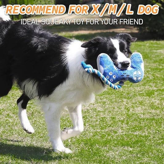MTERSN Cute Squeaky Dog Toys : Blue Game Controller Plush Dog Toy and Funny Puppy Chew Toys with Full Crinkle Paper - Cool Pet Birthday Toys for Small, Medium and Large Dogs