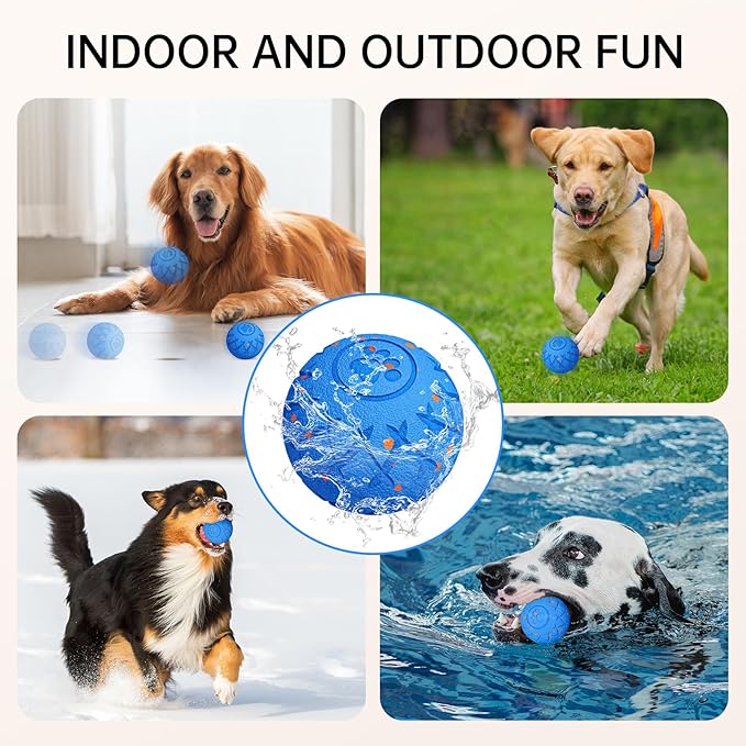 Interactive Dog Toys Dog Ball, Durable Motion Pet Toys for/Small/Medium/Large Dogs, Christmas Birthday Gifts, Automatic Moving, Bouncing and Rotating, E-TPU Material, IP54 Waterproof (Blue)