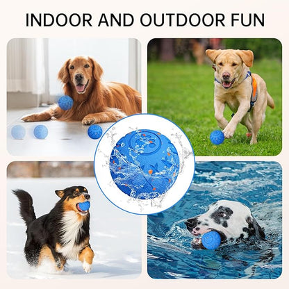 Interactive Dog Toys Dog Ball, Durable Motion Pet Toys for/Small/Medium/Large Dogs, Christmas Birthday Gifts, Automatic Moving, Bouncing and Rotating, E-TPU Material, IP54 Waterproof (Blue)