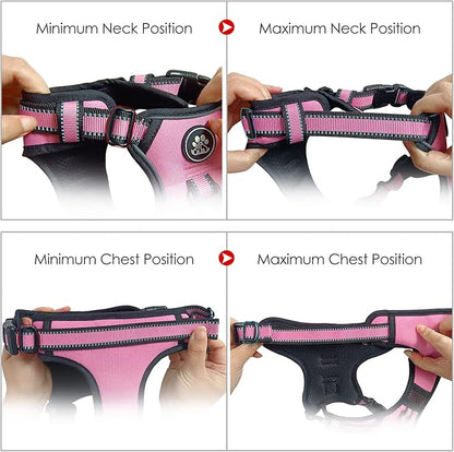 NESTROAD No Pull Dog Harness,Adjustable Oxford Dog Vest Harness with Leash,Reflective No-Choke Pet Harness with Easy Control Soft Handle for Small Dogs(Small,Pink)