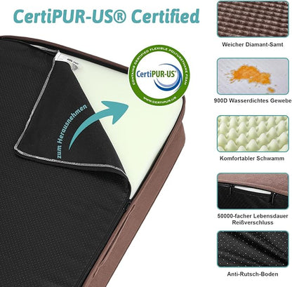 COZY KISS Orthopedic Dog Bed for Extra Large, XXL Dogs Bed, L Shaped Foam Anti-Slip Bottom Giant Pet Cat Sofa with Washable Cover, Suitable for Pet Up to 150 lbs, 48x32x7.5 inch, Brown