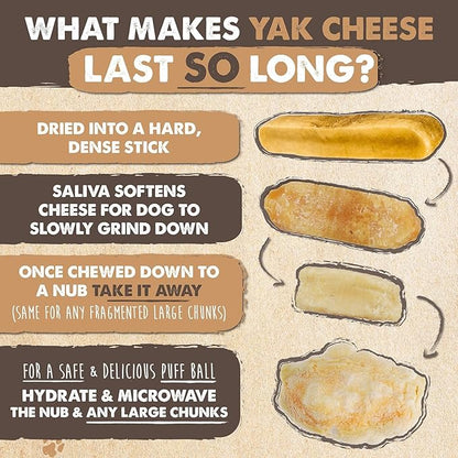 Mighty Paw Yak Cheese Chews for Dogs | All-Natural Long Lasting Pet Treats. Odorless and Great for Oral Health. Limited-Ingredient Chews for Puppies & Power-Chewers (Large, 8 Pack)