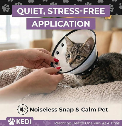 Kitten Cat Cone Collar for After Surgery to Stop Licking, Escape-Proof Recovery Elizabethan E Collar for Cats, Comfortable Cone for Cats (Black, Small)