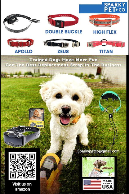 Sparky Pet Co - Apollo ECollar Replacement Strap - Dog Collar - Waterproof Biothane - Adjustable - Double Buckle - Quick Snap Metal Clasp - for Invisible Fence Systems - 1" x 30" (Reflective Pink)