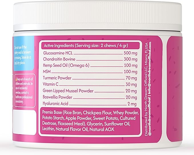 Hip & Joint Supplement for Dogs – Glucosamine, Chondroitin, MSM, Turmeric & Hemp Oil – Natural Mobility & Pain Relief Soft Chews – Beef Flavor – 90 Count – Made in USA