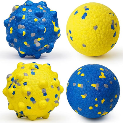 Moonorange Dog Tennis Balls for Aggressive Chewers, Indestructible Durable Bouncy Interactive Toy for Dogs Fetch Game Lightweight Floating Outdoor Training(Yellow+Blue Mixed Large)