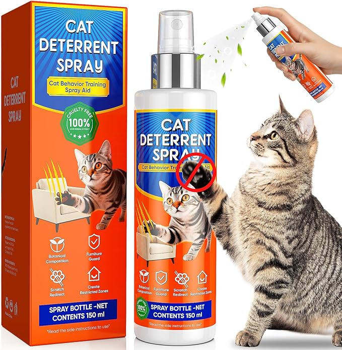 Jilca Cat Deterrent Spray - for Indoor and Outdoor, Cat Scratch Deterrent for Furniture Protection, Anti Marking Deterrent for Sofas & Carpet - with Natural Ingredients (5.07 Fl Oz)