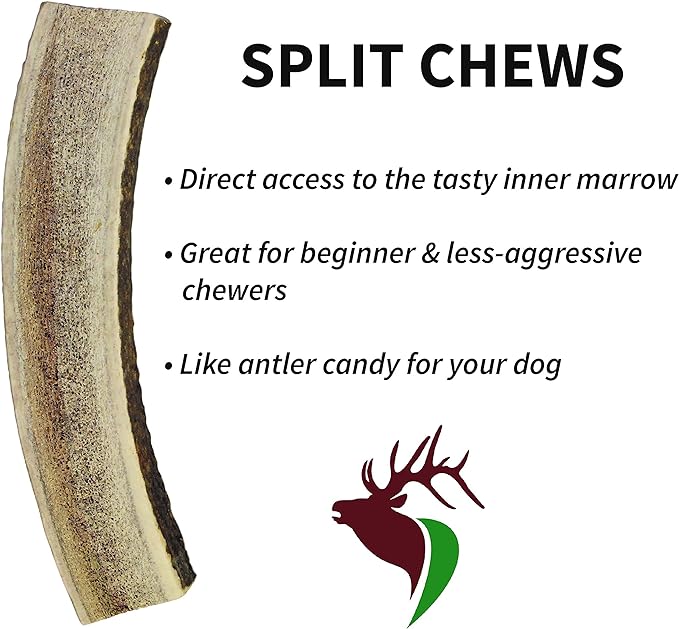 Elkhorn Premium Chews - Small Split Single Pack (for 0-20 lb Dogs and Puppies) Premium Grade Elk Antler for Dogs (1 Piece) Sourced in The USA