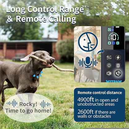WITPAW Dog Shock Collar 4900FT Dog Training Collar with Remote/Call Function/Light IP67 Waterproof Electric Collar for Dogs Rechargeable E-Collar for All Breeds, 4 Training Modes(10-120Ibs)