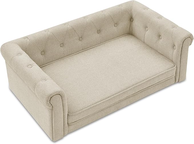 KEIKI 39" Dog Bed for Medium and Large Dogs, Elevated Pet Sofa Bed, Durable Elevated Dog Couch Bed with Legs, Beige