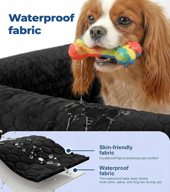 Wagora Dog Car Seat for Small Medium Dogs, Travel Pet Car Bed with Removable Waterproof Cover, Memory Foam Dog Booster Seats Up to 35 lbs, Safety Belt and Storage Pocket(Black)
