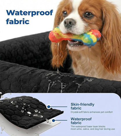 Wagora Dog Car Seat for Small Medium Dogs, Travel Pet Car Bed with Removable Waterproof Cover, Memory Foam Dog Booster Seats Up to 35 lbs, Safety Belt and Storage Pocket(Black)