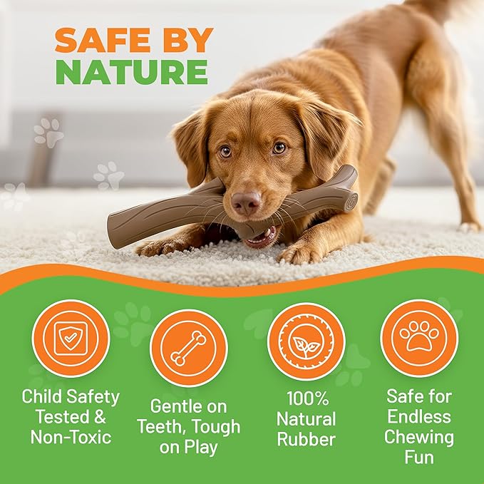 Durable Dog Toy for Power Chewers - 100% Natural Rubber Squeaky Toy for Large & Medium Breeds - Bacon Flavored Dental Chew for Fetch & Tug of War - Safe, Non-Toxic & Safety Tested