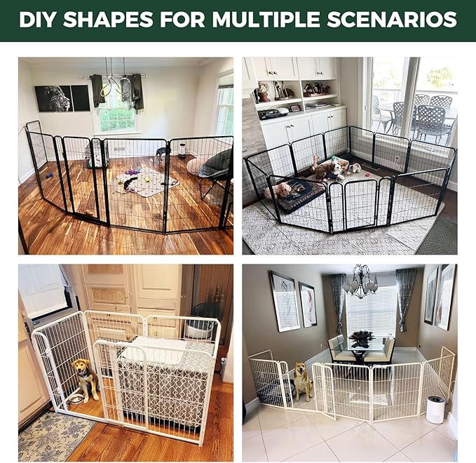 FXW Homeplus Unleashed Indoor Dog Playpen - Stress-Free and Safe Play, Heavy Duty 40 Inch 6 Panels Dog Pen for Medium and Large Dogs, Black│Patented