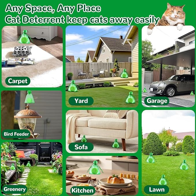 Cat Deterrent Outdoor, 10 Pack Natural Peppermint Essential Oil Cat & Dog Deterrent Balls Outdoor Indoor, Keep Cats Out of Yard Garden Plants Lawn Furniture Trash Anti Cat Scratch Chew, Keep Cats Away