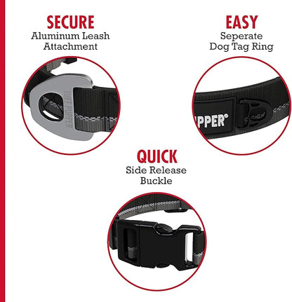 Tuff Pupper Heavy Duty Dog Collar | Tough Dogs Collar | Reflective Collars with Aluminum D-Ring Leash Clip | Separate ID Tag Attachment Keeps Engraved Dog Tags Quiet | Easy Sizing for All Breeds