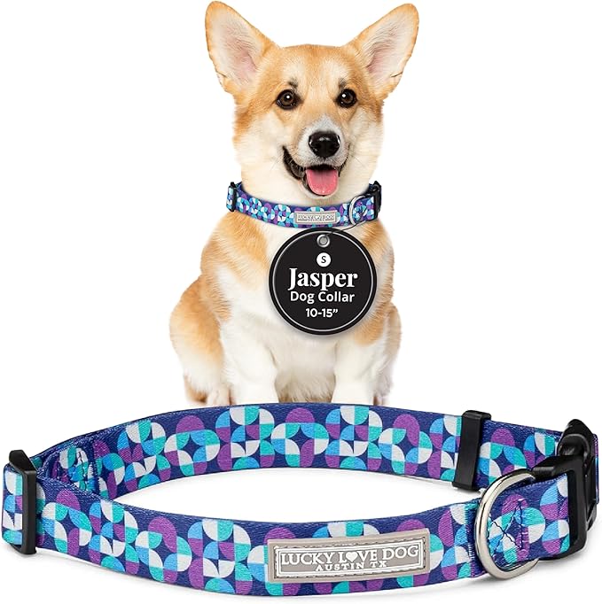 Lucky Love Dog - Adjustable Dog Collar with Easy Click Buckle for Small Dogs, Durable, & Comfortable for Male & Female Dogs, Pet Collar for Puppies & Adult Ones - Jasper, Small