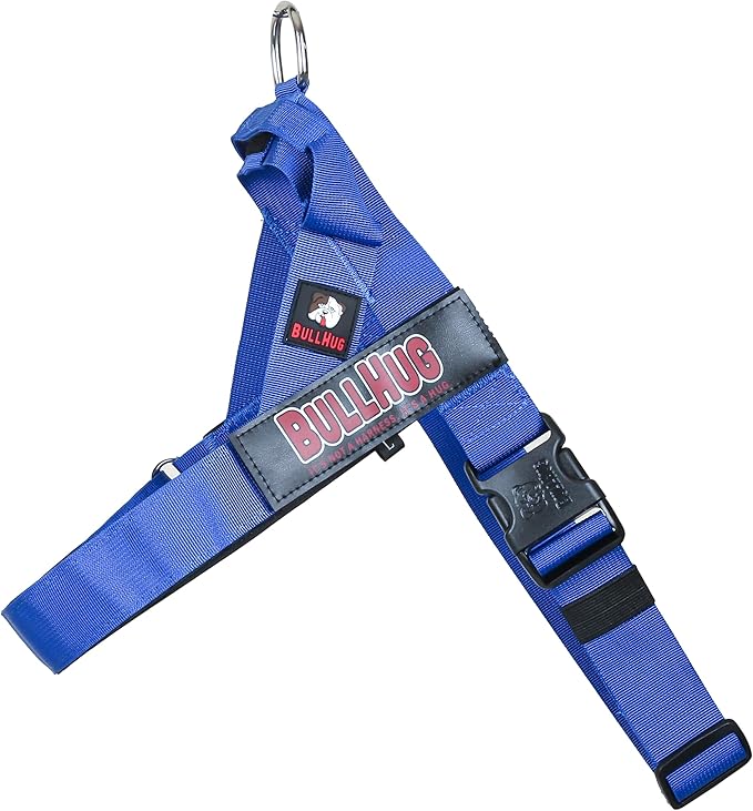 BULLHUG Adjustable Dog Harness– No Pull, No Choke – for English Bulldogs, French Bulldogs, Pugs & Broad-Chested Breeds – Easy, Safe Walks (Royal Blue, Large)